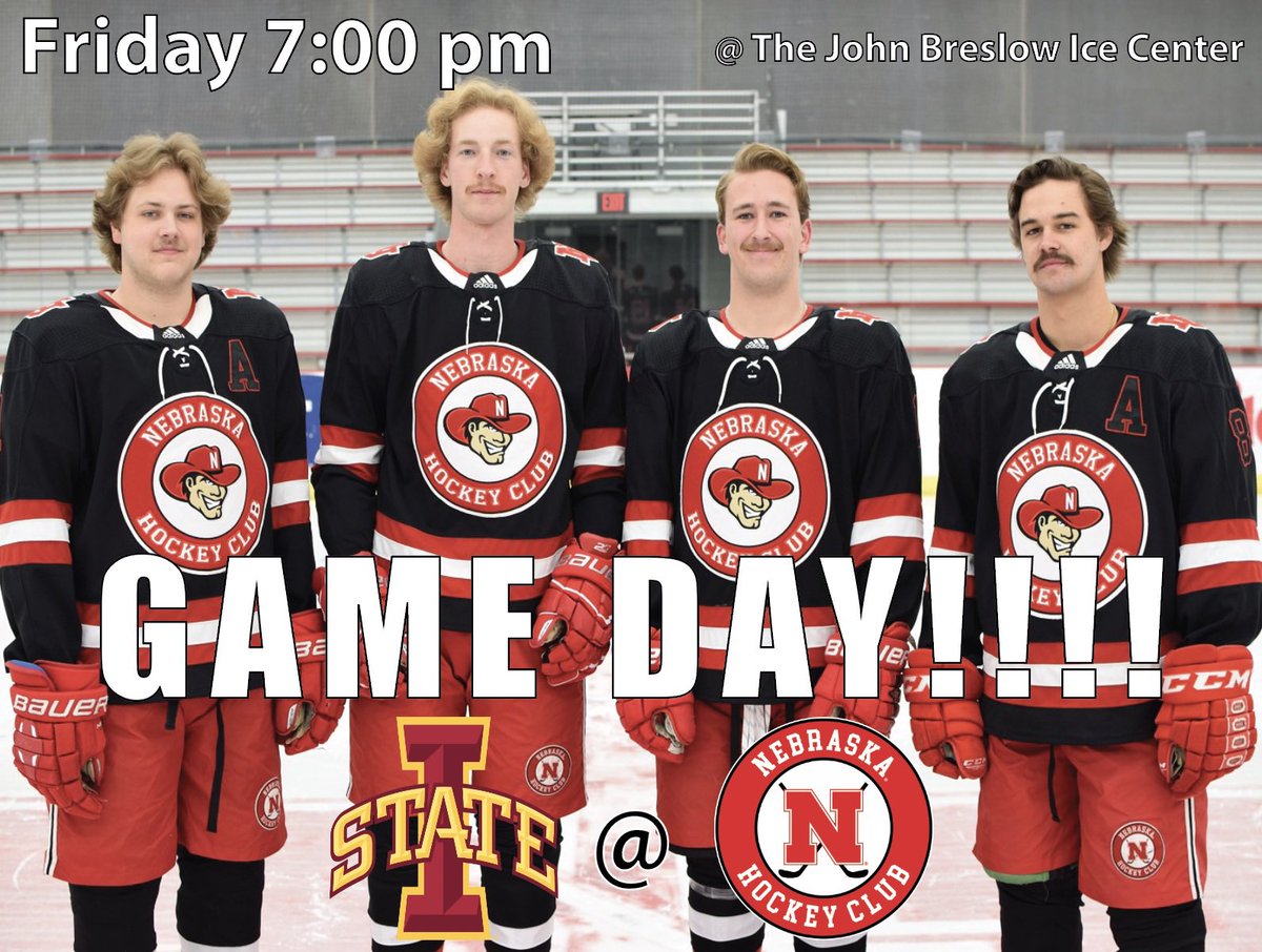 HuskerHockey's tweet photo. It’s senior day in Lincoln as your Huskers take on @CycloneHockey in the final home game of the 21/22 season. We are back to 50% capacity attendance for this game but you must wear a mask at all times and sign the contact tracing form! Come out and support!!

#GBR #Huskerhockey https://t.co/hf1DSR0aTt