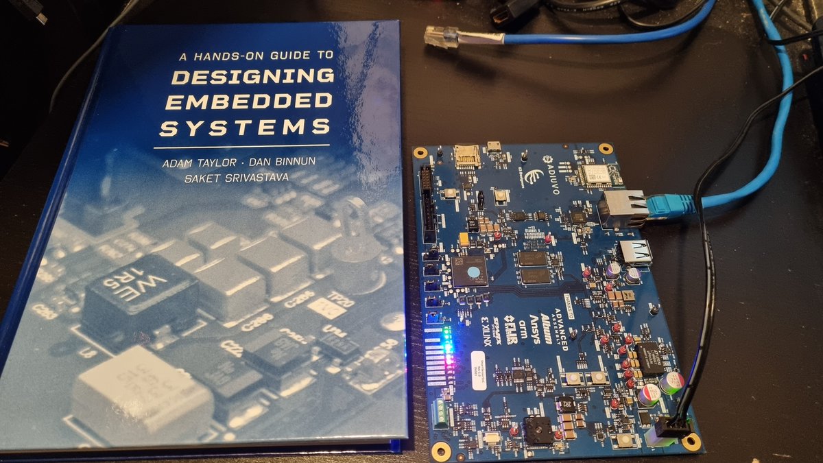 The team's enjoying reading <a href="/ATaylorFPGA/">Adam Taylor</a>'s latest book on designing #embedded systems. What makes this book very exciting, is there's a real-world board to support it! 📖  👉  bit.ly/3GJhnhD