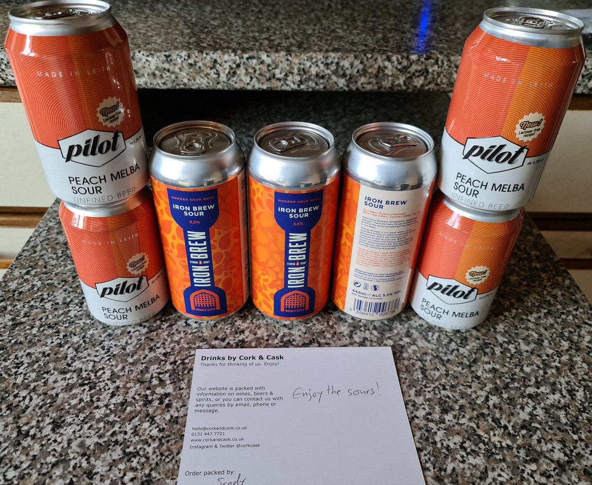 mikeycubed's tweet photo. All about the sours this weekend thanks to the brilliant @CorkCask!
An old favourite from @pilotbeeruk and can't wait to try the #IrnBru sorry, Iron Brew, from @vaultcitybrew 🔥
#CorkAndCask #ShopLocal #Marchmont #SupportLocal #PilotBeer #VaultCity https://t.co/KSOw7Cmwuc