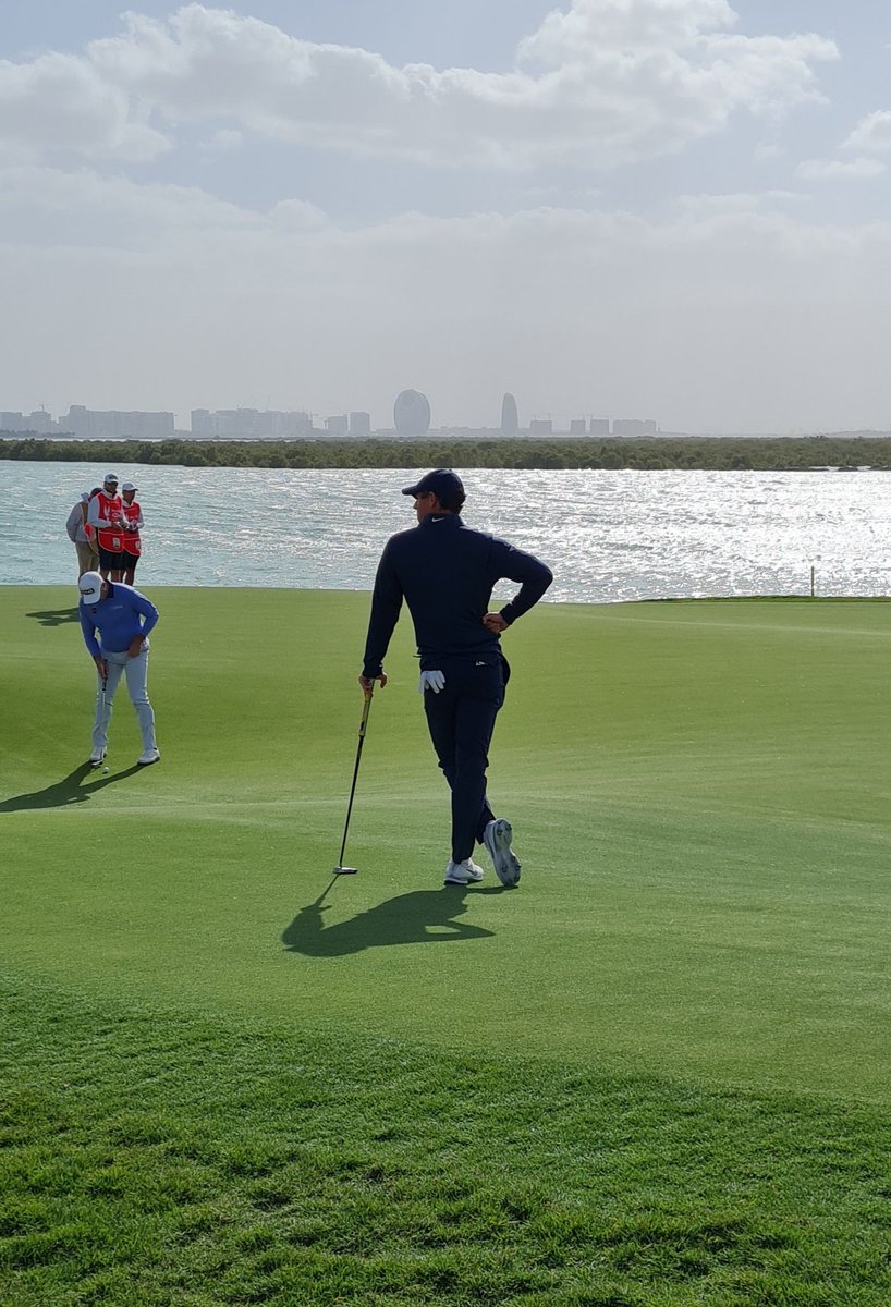 fergaldempsey's tweet photo. Cracking day today at the @ADGolfChamps 
Great to see @McIlroyRory, @WestwoodLee and Tyrell Hatton put on a show in conditions more similar Ireland than UAE. 
Good luck for the rest of the weekend lads https://t.co/8UI8OO9dAK