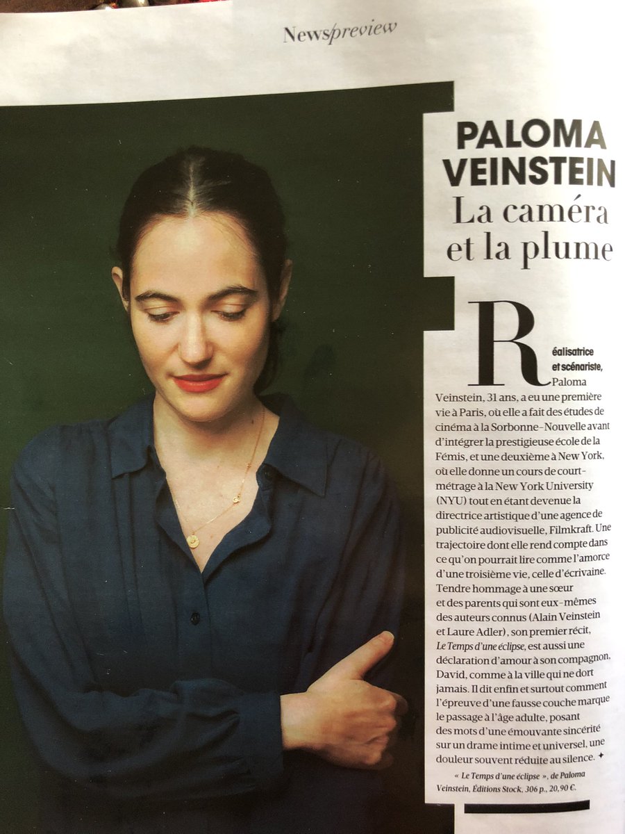PalomaVeinstein's tweet photo. Merci Minh Tran Huy pour ses mots sur mes éclipses dans @Madamefigaro @EditionsStock #livre #littérature #letempsduneeclipse https://t.co/EdQCaOHyIS
