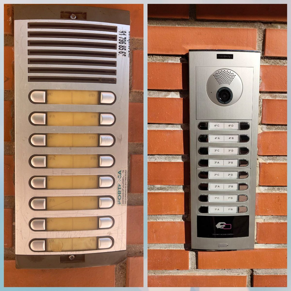 Legantel's tweet photo. Renovando instalación 😀💪

Fermax 🔄 Fermax

Sistema de videoportero bus Digital 2 hilos DUOX by @fermax_spain con control de accesos incorporado. https://t.co/ZzYmokMbEj