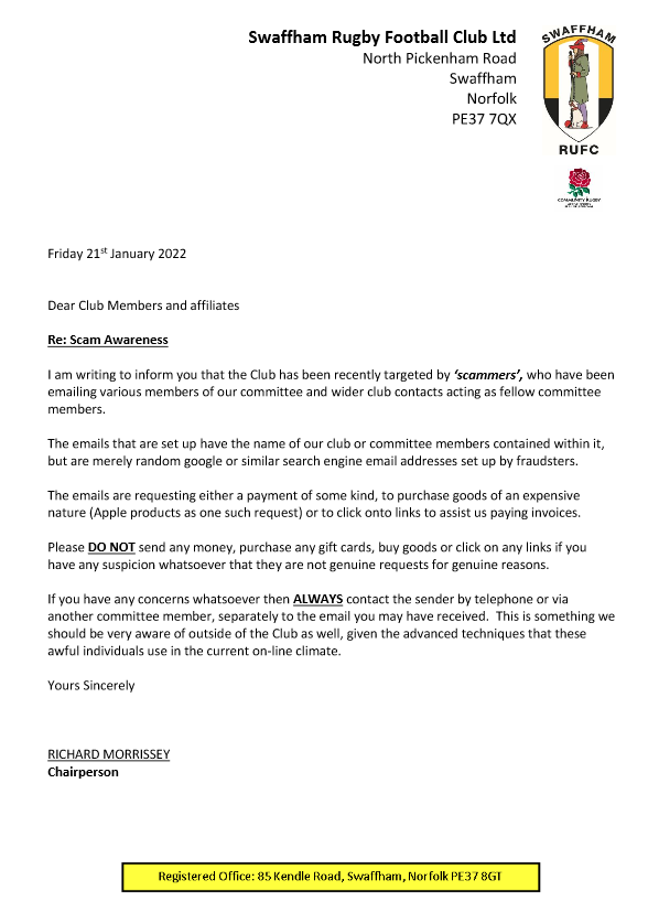 SwaffhamRUFC's tweet photo. Scam Awareness
https://t.co/ZURRuE65zj https://t.co/QCpWT3Nvmd