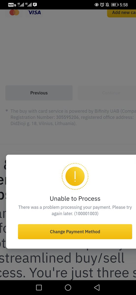 syedabid06's tweet photo. @BinanceHelpDesk
Dears, i unable to deposit money to my account using Visa debit card. Getting the error as attached. https://t.co/dhS8Ll462Q