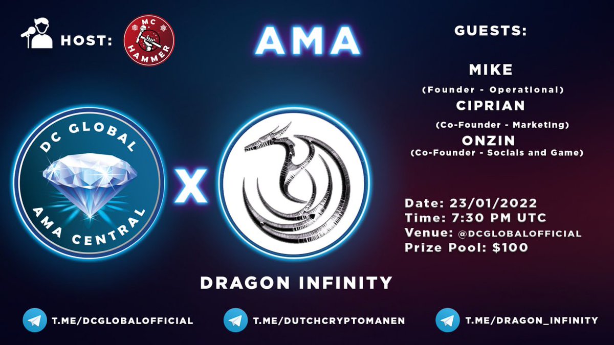 DCryptomanen's tweet photo. 🔊AMA ANNOUNCEMENT🔊
 
 We have another great AMA to announce again. We will host an AMA with:
 
🐲🐉Dragon Infinity🐉🐲 

Dragon Infinity is a P2E NFT Gaming token, which is the currency for the -dragon based character- NFT crypto game.

Join: https://t.co/Xn1U8S6tB6 https://t.co/pFEGXa1yLi