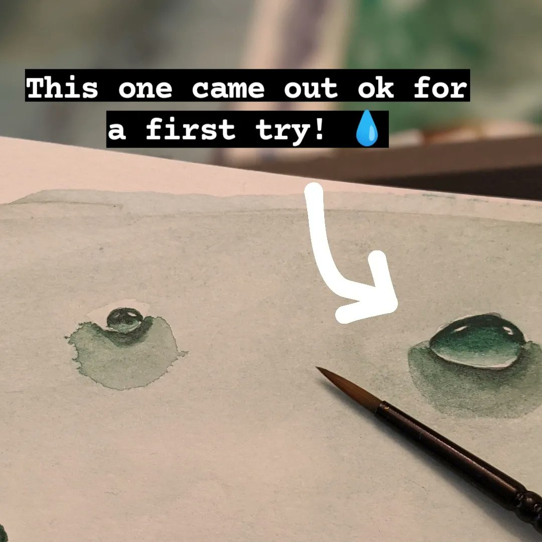 Had to try this tutorial on how to paint a water drop from @sarahdandelioncray  / @letsgomakeart ! I was a little impatient and didn't let it dry when she said to.... Ooops!!! More pics on my Art Instagram 🔗bit.ly/3Ih5jVo

===
#watercolor #painting #letsmakeart