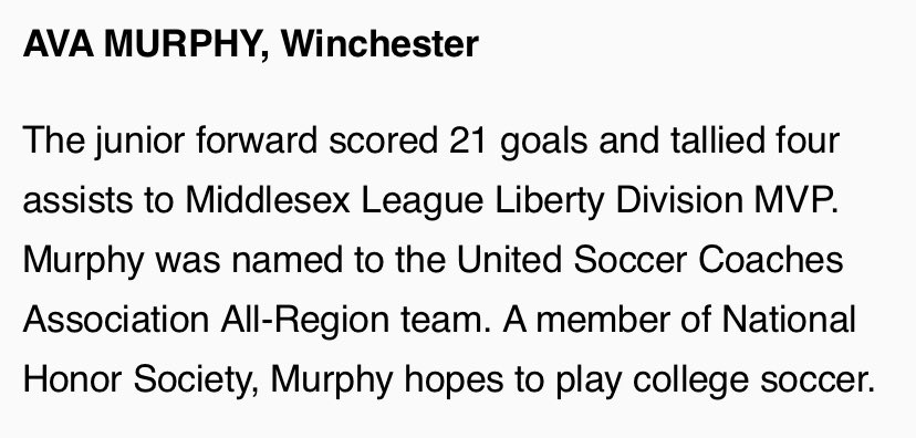We have a newly minted Herald All Scholastic in the family! 🔥💪<a href="/avamurphy2023/">Ava Murphy</a> <a href="/WGVS_01890/">Winchester Girls Soccer</a> <a href="/Winch_Athletics/">Winchester Athletics</a> <a href="/EMGSCA/">EMass HS Soccer</a> #family