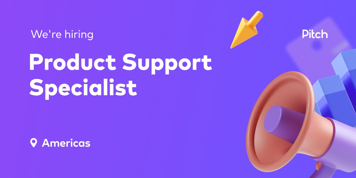 Pitch's tweet photo. We’re looking for a Product Support Specialist to support our growing community. You’ll get to:

🤝 Collaborate w/ product teams to build features
🐛Triage &amp; report bugs to improve the user experience
🗒️ Help improve processes as our team scales

Apply now https://t.co/XBisONl1Tl https://t.co/G0PnbUsWgu