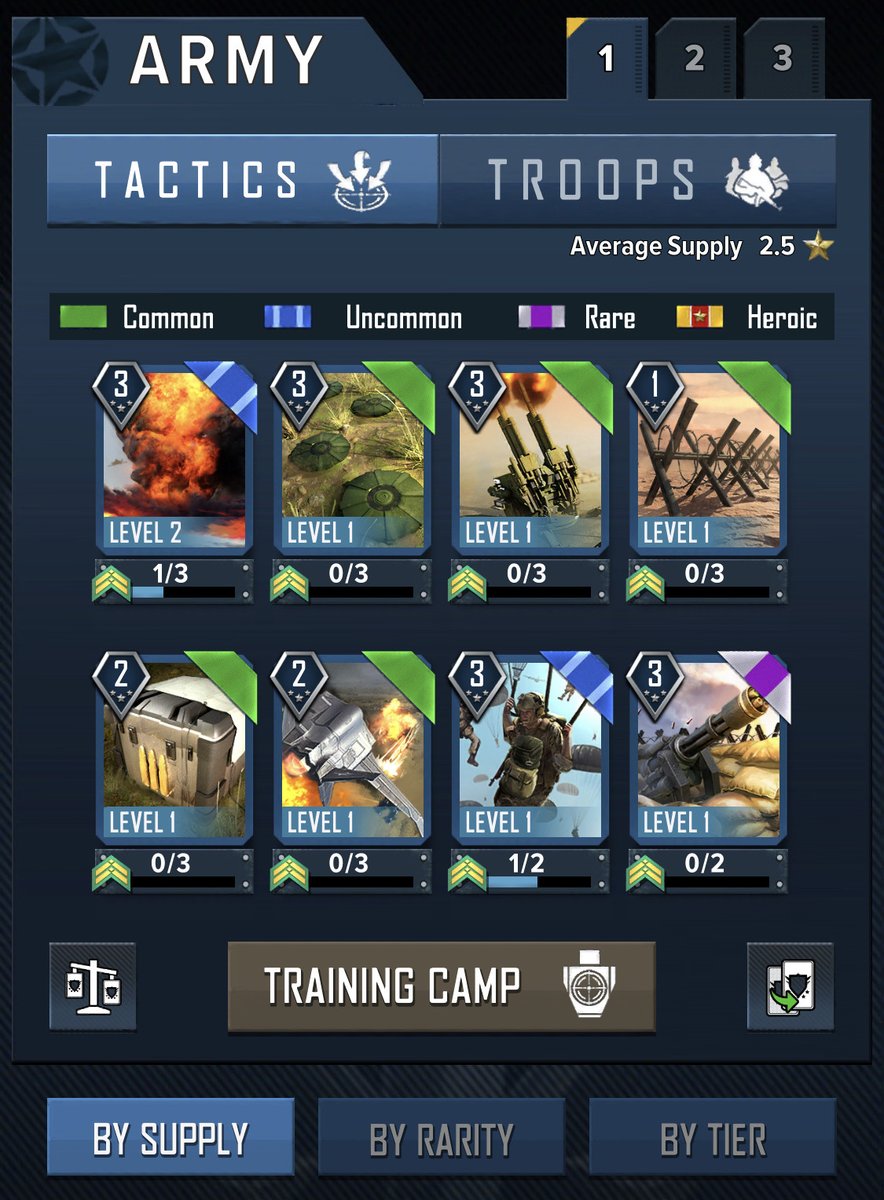 Generals! Want to test out that new card or OPS you gained before heading into battle?

Head over to the Training Camp and put your skills to the test against an AI Opponent. The experience gained may serve you well in dominating the Leaderboard!

#FeatureFriday #ComingSoon