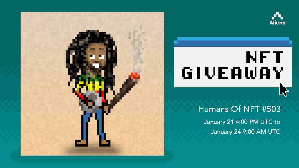 🚨 NEW GIVEAWAY: <a href="/HumansNft/">Humans Of NFT (H♥️H)</a> is giving away #503 or the one and only, Bob Marley! A project for humans, by humans

1. Download Aliens (link in bio)
2. Tap participate on the giveaway tab
3. Follow the steps there

Good luck, hoomans! 😉