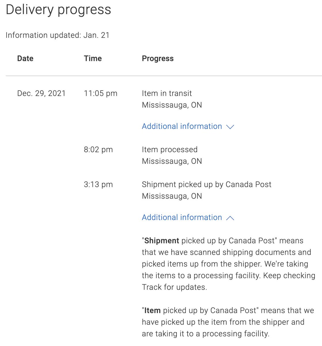 Canada Post picks up parcel December 29th for delivery January 11th. <Insert Thumb Roll> <a href="/canadapostcorp/">Canada Post</a> I know...I know...COVID. Where's my parcel and when is it being delivered? #canadapost #postalservice