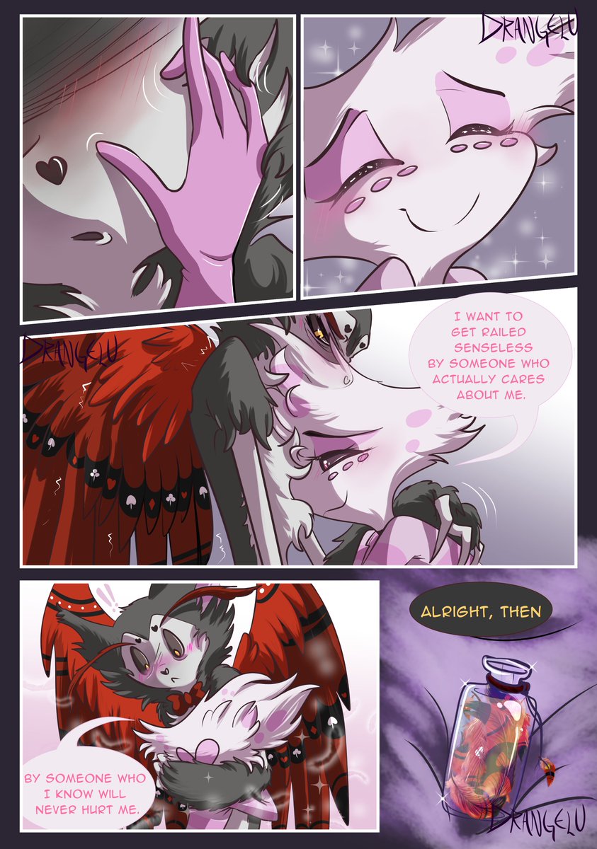 Inspired by the sweet #huskerdust fanfic "Istinti Felini" by <a href="/QueenPlot/">👑🦋🥀Queen-of-Plot-Twists🖤📝🎭</a> 

For #Huskweek by <a href="/blue_ech0/">ʙʟᴜᴇ ᴇᴄʜᴏ 🦋</a> 
#HazbinHotelFanart #fancomic #HazbinHotelHusk