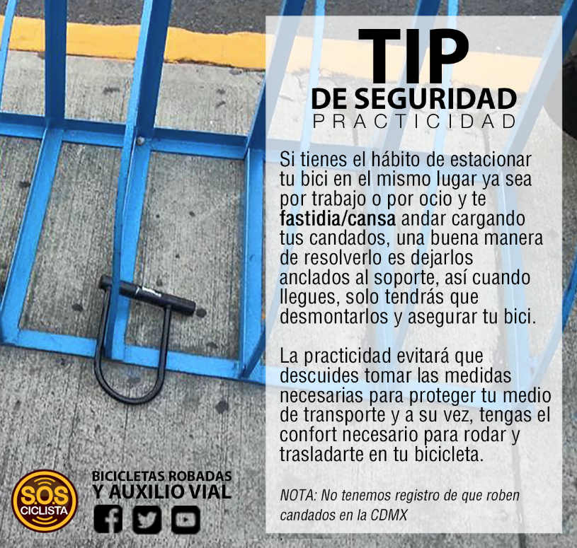 BiciRobos_SOSmx's tweet photo. ¿Te es pesado/fastidioso andar cargando tus candados cuando vas a asegurar tu bici? ¿compras candados "ligeros" (de manguera) porque son más prácticos de cargar?
Aquí una solución.
#seguridad #ulocks #CandadosBicicleta #cdmx #tips #TipsSeguridad #AseguraTuBicicleta #NoMasRobos https://t.co/6FQs5csZnl