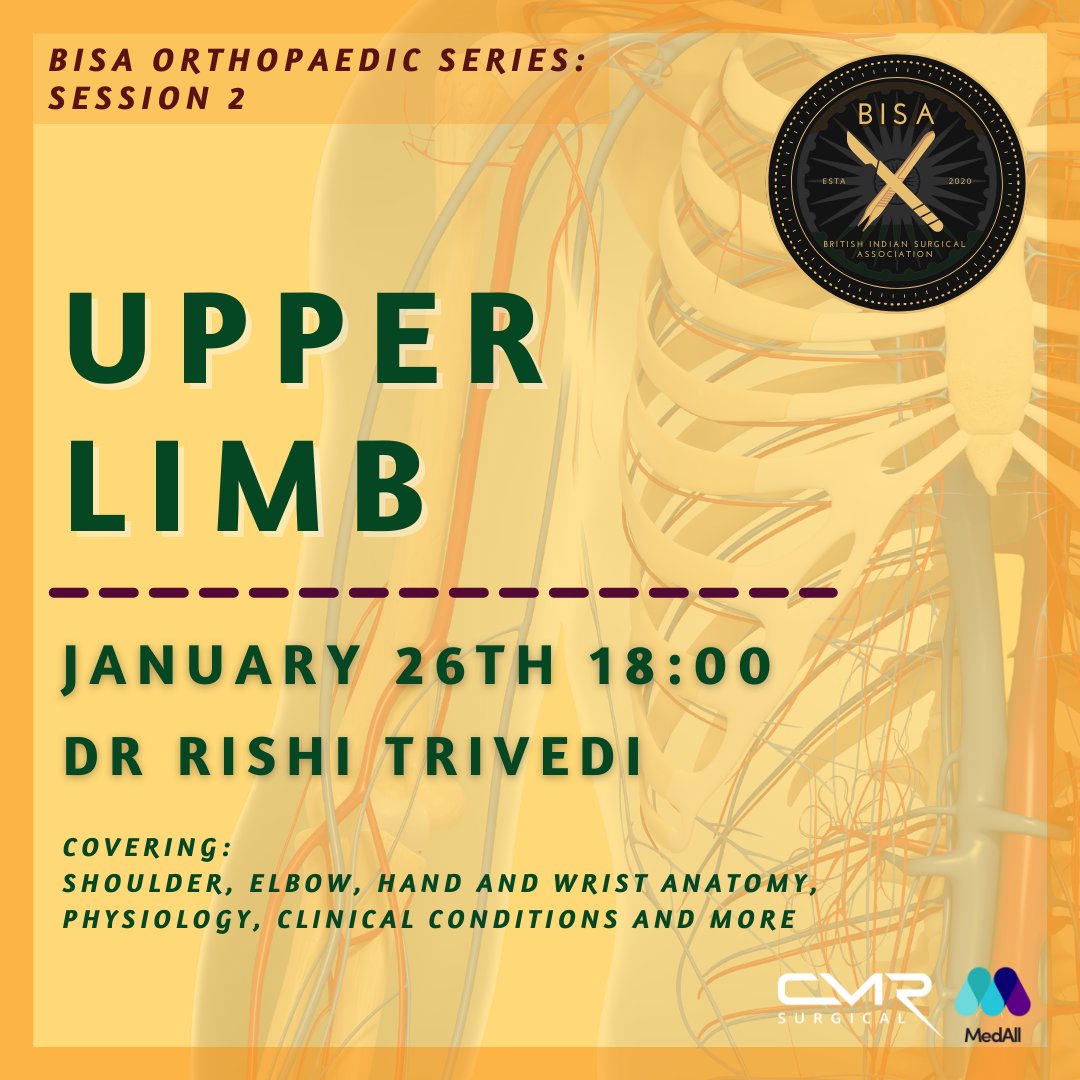 Presenting the next session in our orthopaedic series - the upper limb!

When: 26th Jan 6-7pm 
Where: Zoom

Covering rotator cuff tears, shoulder dislocation, hand and wrist fractures and inflammatory conditions such as epicondylitis. Sign up using the link in bio!