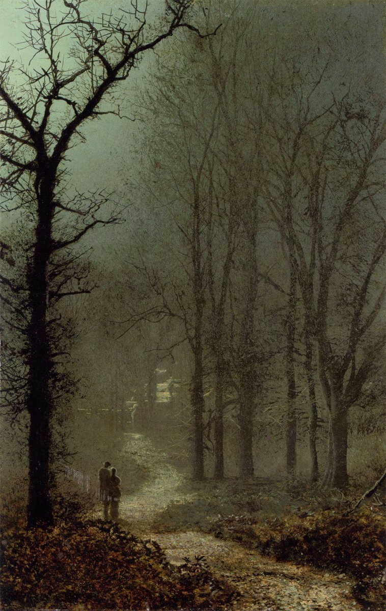 John Atkinson Grimshaw'ın 1873 yılında yaptığı "Ayışığında Ormandaki Aşıklar" adlı eseri.