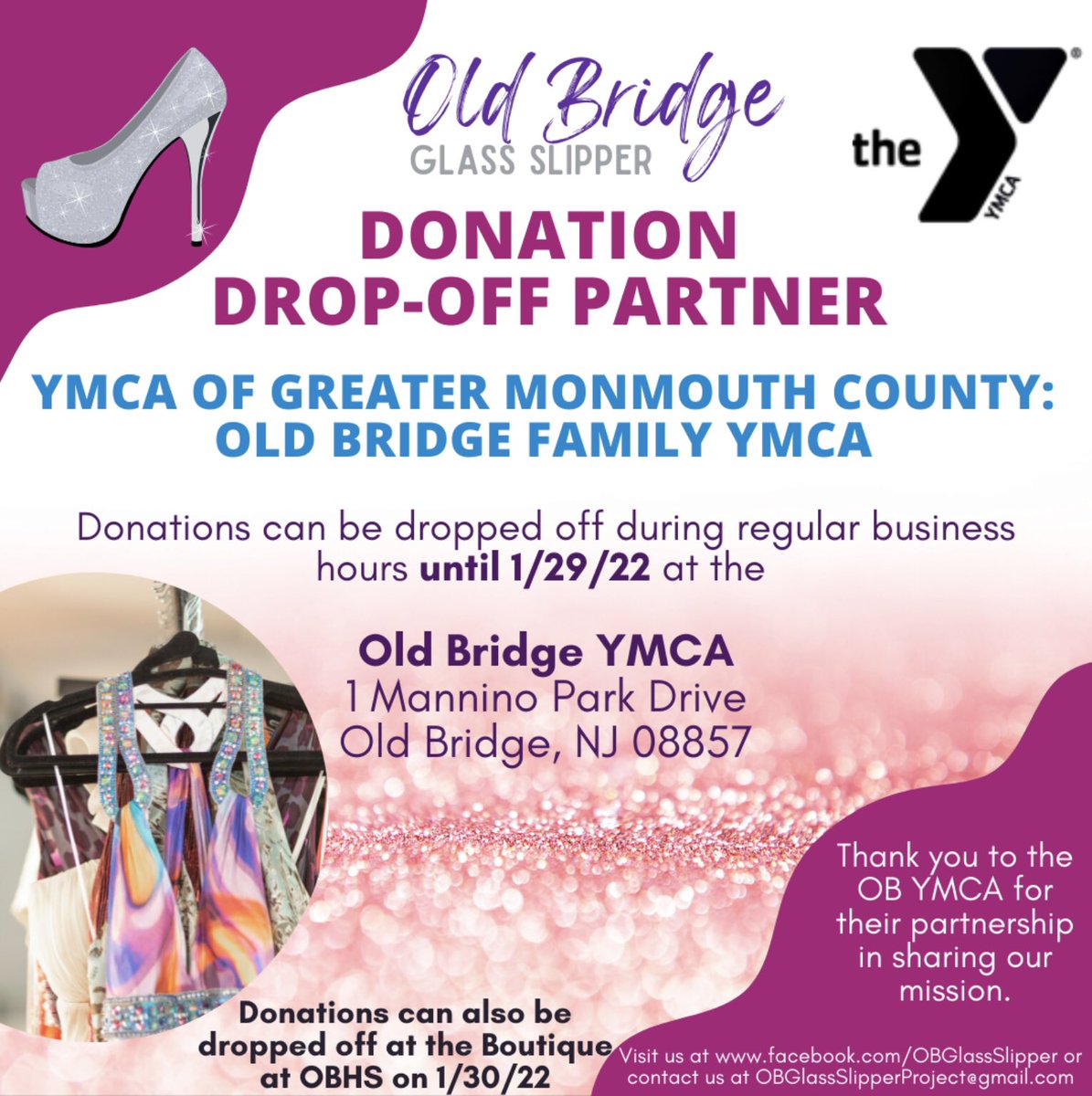 Donations can be made at the Old Bridge YMCA through Sat 1/29 or at the EM GNC at Old Bridge High School on Sun 1/30.