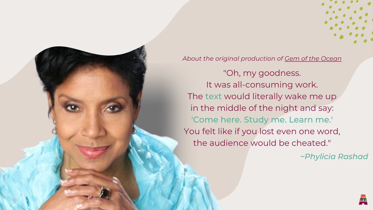 AugustWilsonHSE's tweet image. “The text would literally wake me up,...&amp;amp; say: ‘Come here. Study me. Learn me.’” ~#PhyliciaRashad on #AugustWilson’s GEM OF THE OCEAN. This is the life-impact of his entire catalogue. Reply w/ the AW lines that have impacted you the most. 📷: tvline.com #FridayVibes