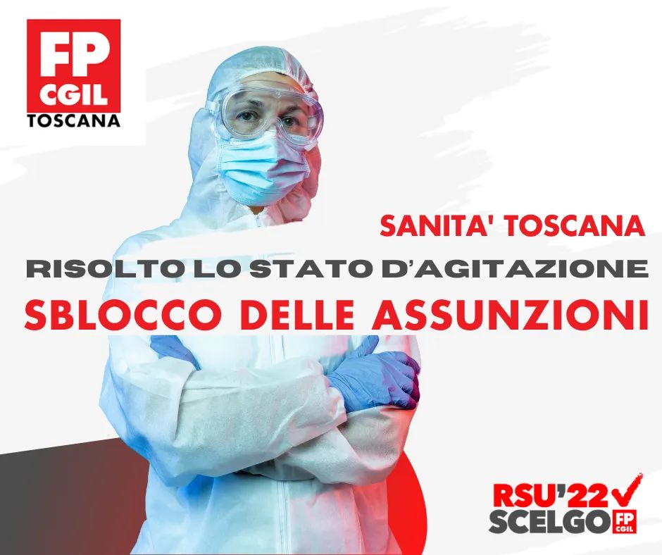 FpToscana's tweet photo. 🟥 Sanità Toscana: risolto lo stato d’agitazione con un’intesa tra Fp Cgil, Cisl Fp, Uil Fpl e @regionetoscana che sblocca le assunzioni.
#ASSUMERE
#CiSiamo
#ScelgoFpCgil https://t.co/4azFTPxhAW