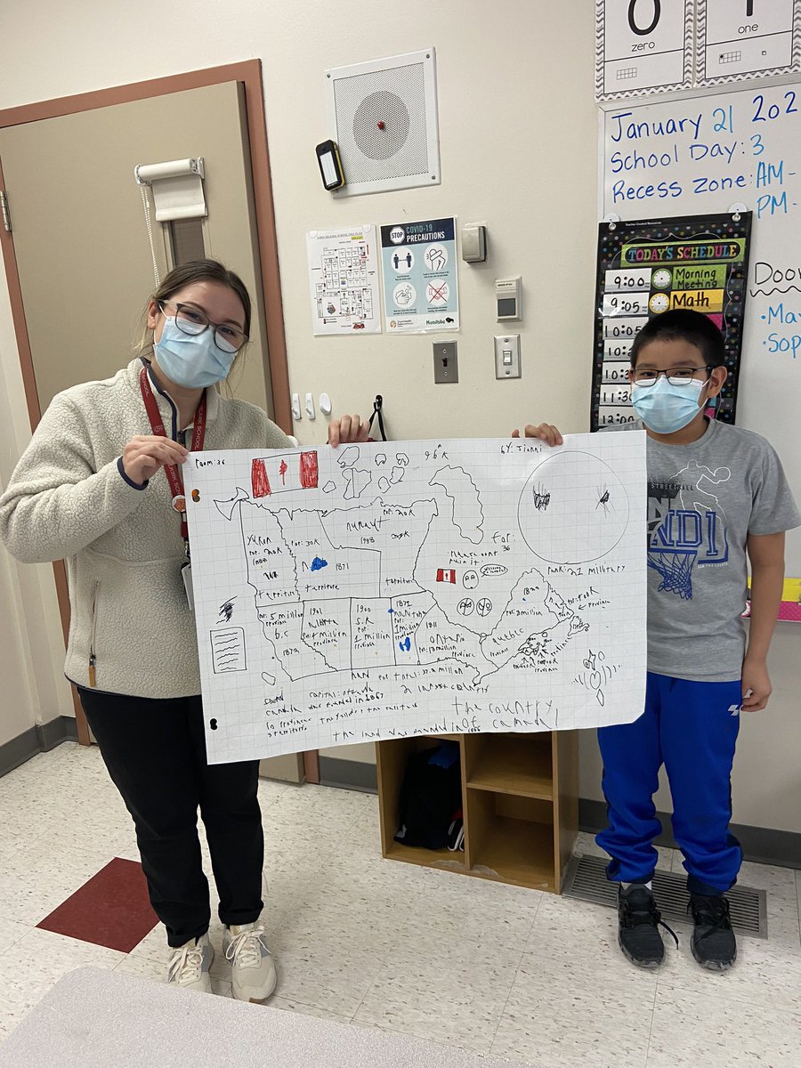 Grade 4 student Jionni is passionate about Geography. He decided to create a map of Canada for his class, using only his memory to create it and looking up important dates and population facts to add to it. We are all impressed! <a href="/toujouramie/">Amie L Johnston</a> @WinnipegSD <a href="/lanneamillar/">Lannea Millar</a>