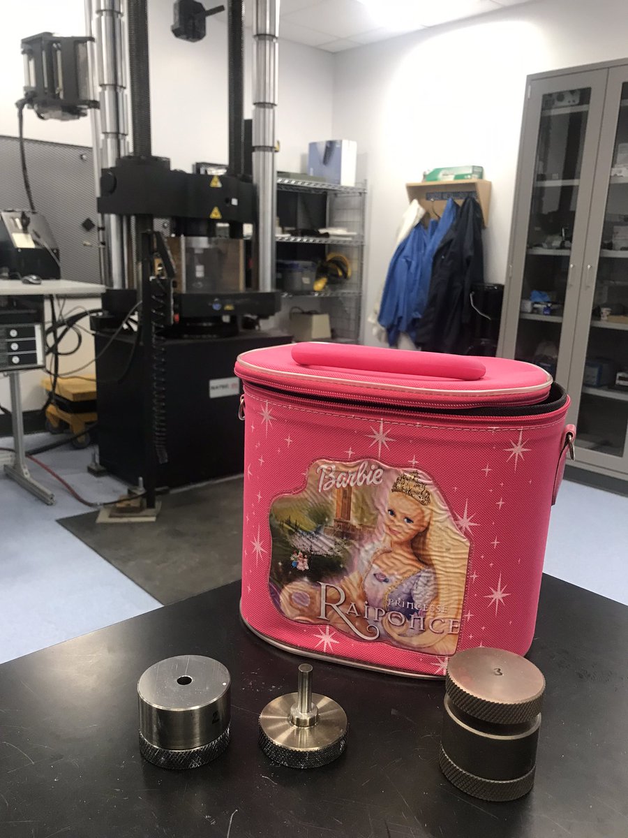 This is the only bag I have that is sturdy enough to carry the Instron tooling I use for cathode material compression tests. As a substantial bonus, it also gives off major Elle Woods goes to Engineering School vibes.