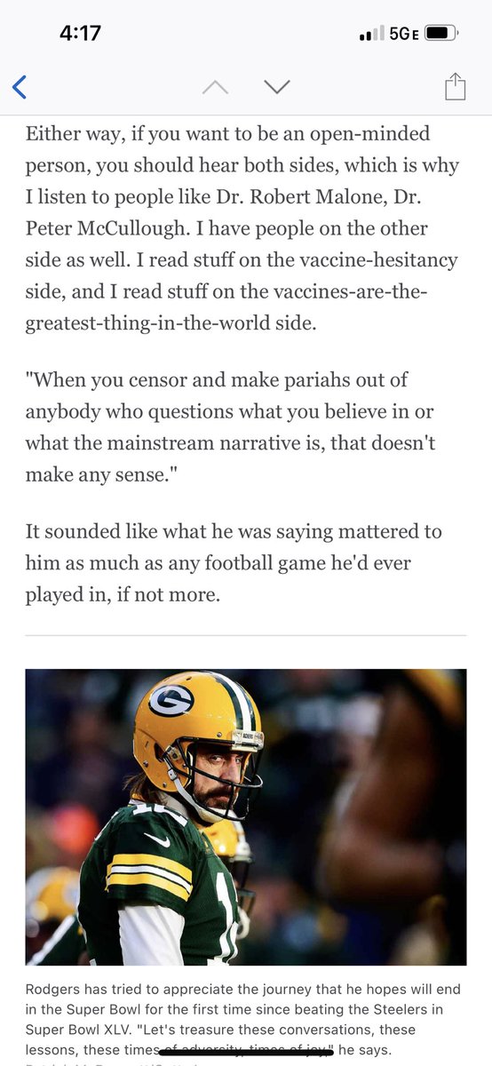 Damn, this is well said by <a href="/AaronRodgers12/">Aaron Rodgers</a> on covid censorship: