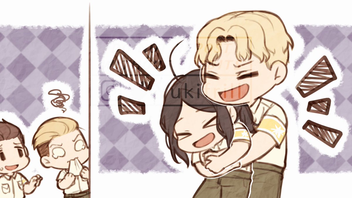 Yukifrill's tweet photo. Old zine art from 2021 of baby Warriors 👶💥

#pokopiku #jikupiku #beruani #ポコピク #ジクピク #ベルアニ #AttackonTitanFinalSeason https://t.co/zKCMmceCog