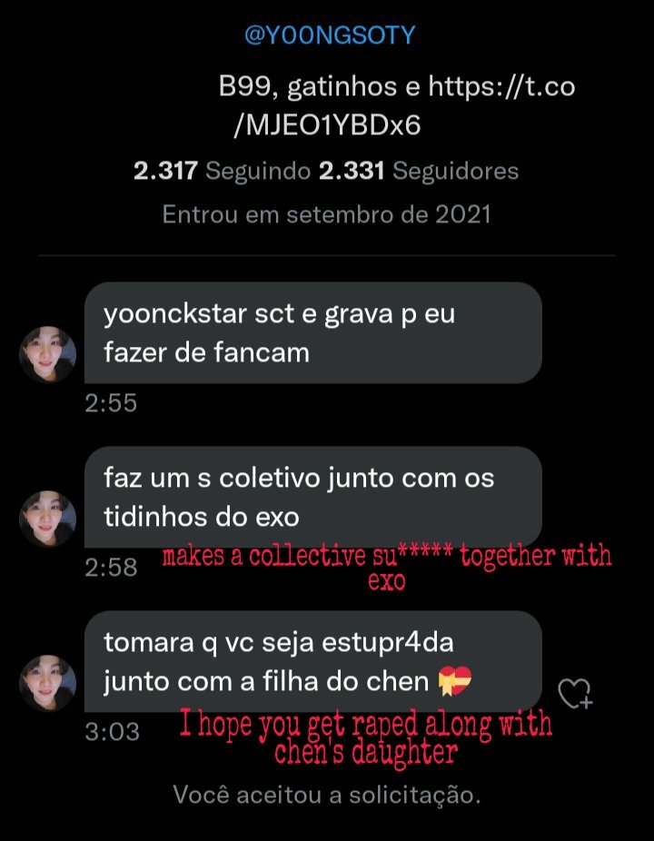 ⚠️ TW // r4p3 ⚠️

This is the kind of comments we've been seeing and no, they a
are NOT isolated incidents. 

Honestly, do as you all please with these people. 
▫️x.com/jeonfollk?t=gs…
▫️x.com/YOONLlPS?t=gsi…