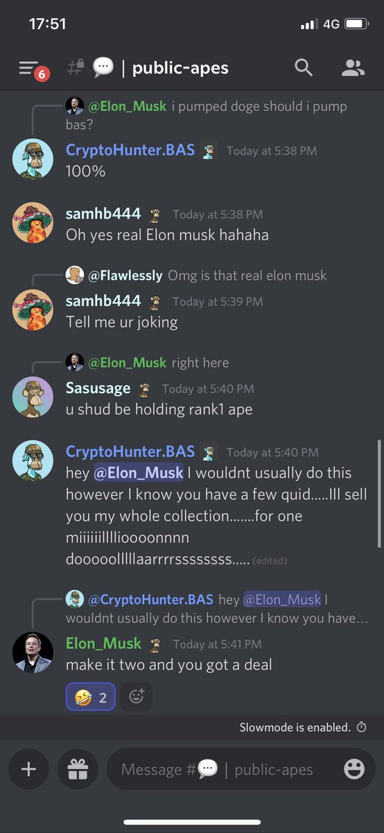 pinkson_'s tweet photo. So…Mr. Musk just joined! He’s gonna pump the @basicapesociety to the moon.
His words, not mine!
@elonmusk @SpaceX #BasicApeSociety #bas #Solana #SolanaNFTs #NFTCommunity #NFTs https://t.co/tYkIPlQw8H