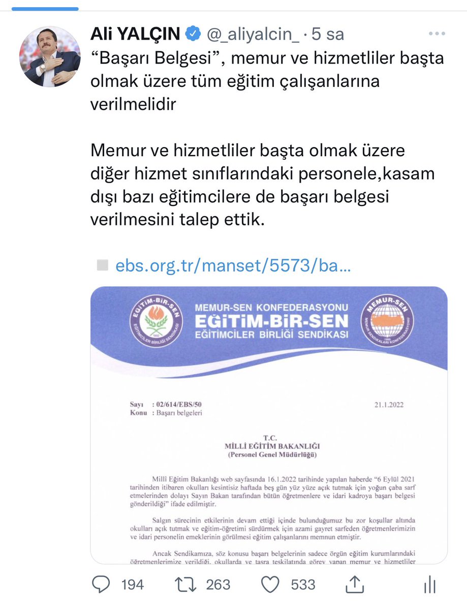 _aliyalcin_'s tweet photo. Çağrımız Karşılık Buldu,Milli Eğitim Çalışanlarını Ayırmadı

Milli Eğitim Bakanı Sn.Mahmut Özer’in personel ayrımı yapmaksızın herkesi taltif eden bu yaklaşımını son derece önemsiyor,yaptığımız çağrı yerini bulduğu için memnuniyetimizi ifade ediyoruz.

▫️https://t.co/ued0Io7NJQ https://t.co/buqsjmyhs3