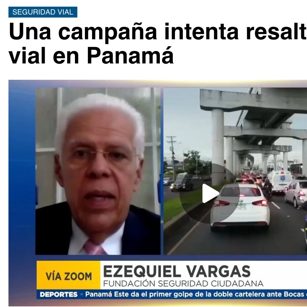 FundasecPanama's tweet photo. En SERTV Canal 11 Y TVN Canal 2 El Presidente de  FUNDASEC, Ezequiel Varvas, Solicita a la Población Unirse a la Campaña "Cuida Tu Vida y la de Tu Familia" para Preservar la Seguridad Vial en el País. https://t.co/V2NgcMMdY6