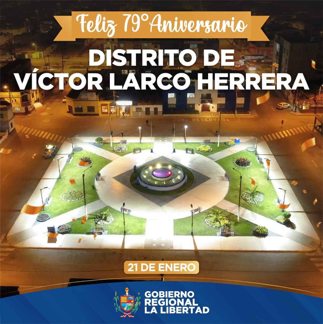 GRLaLibertad's tweet photo. ¡FELIZ 79 ANIVERSARIO DISTRITO VÍCTOR LARCO HERRERA!
El #GRLL extiende el más sincero saludo a cada ciudadano de este histórico distrito como es Víctor Larco Herrera. Qué estos días difíciles nos permitan seguir unidos como familia, vecinos y buenos ciudadanos. ¡Felicidades! https://t.co/trfhzl36OK