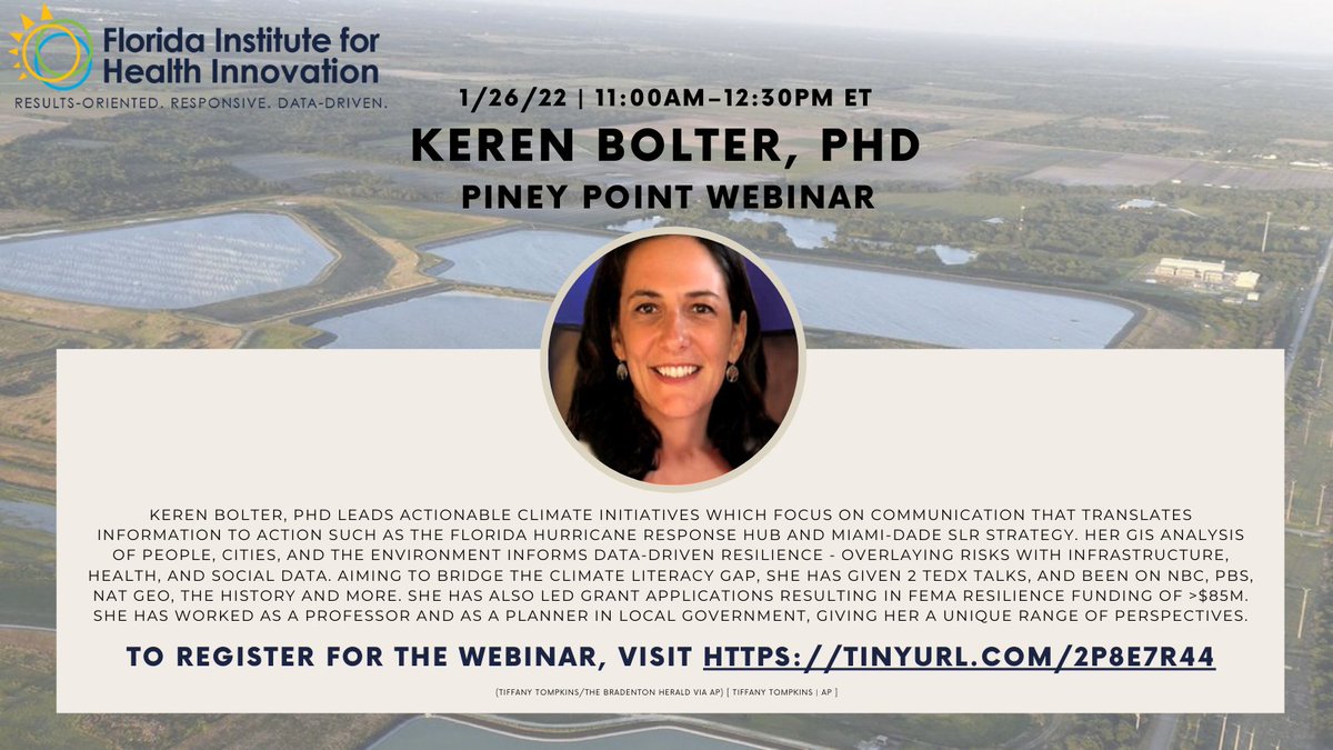 Meet Keren Bolter, PhD, Climate Scientist at 
<a href="/deltares/">Deltares</a> USA, and panelist at our Piney Point Webinar!

Link to sign up: tinyurl.com/2p8e7r44

<a href="/flhealthinnova/">flhealthinnovation</a>