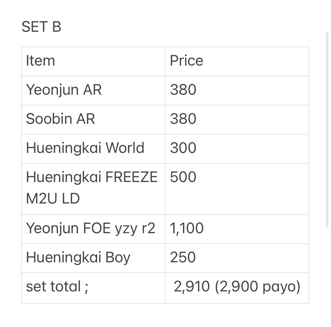 wtyeonbin's tweet image. hello ! here are the final sets that I will lapag tomorrow ! &amp;gt;&amp;lt; I tweaked the sets and adjusted the prices po since some are bought for a steal fries (sf lang po nagpabigat) ! Lapag would be tomorrow @ 7 pm 

code : “mine set (letter) dop/payo”

— payo not prio !