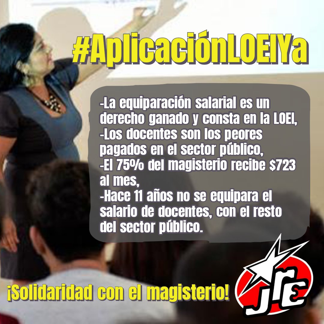 gatonaranjo12's tweet photo. 🔴¡SOLIDARIDAD CON EL MAGISTERIO! | La equiparación salarial es un derecho alcanzado por el magisterio, sigue siendo el sector peor pagado del sector público y, por más de 11 años no se ha equiparado su salario. #AplicaciónLOEIYa https://t.co/8wsVrRSdPw