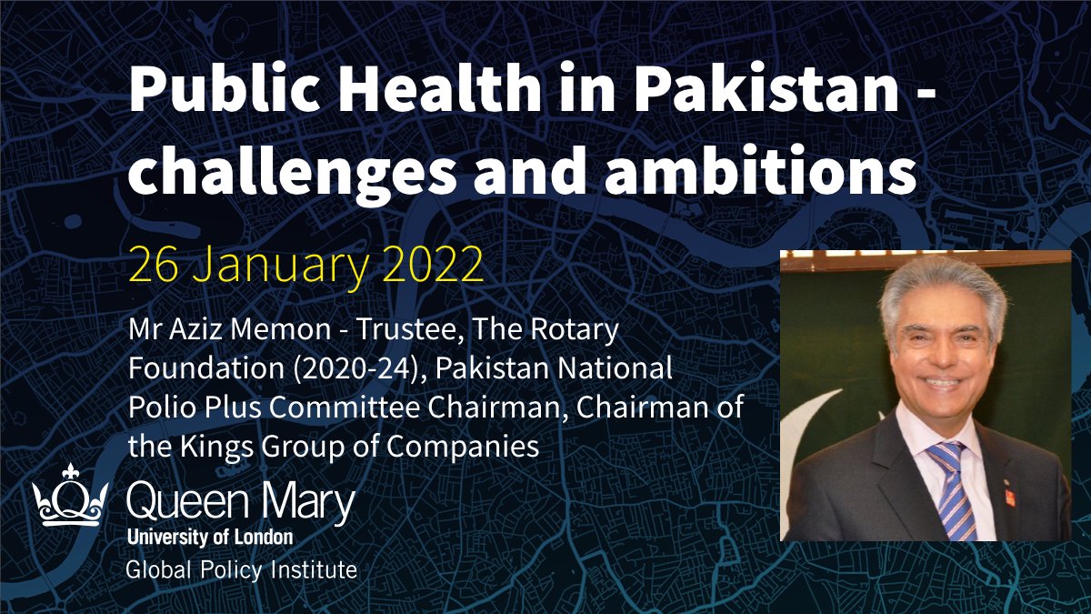 Introducing a new panellist for our Public Health in Pakistan event next week. Mr Aziz Memon @azizmemonkings Trustee, The Rotary Foundation (2020-24), Pakistan National Polio Plus Committee Chairman, Chairman of the Kings Group of Companies. Register👇 bit.ly/publichealthpa…