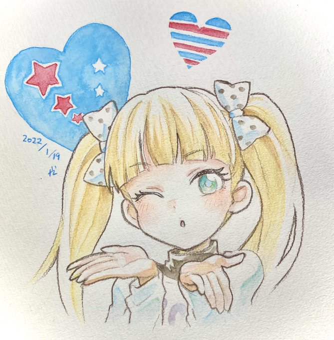 「blowing kiss bow」 illustration images(Popular)