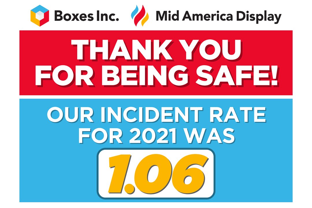 MidAmDisplay's tweet image. We wanted to congratulate our entire staff for reaching a WORLD CLASS Incident Rate of 1.06 in 2021. To celebrate we provided lunch from @McAlistersDeli for all employees. Let’s keep this going through 2022! #safety #congratulations #worldclass #lunch #celebrate #congrats