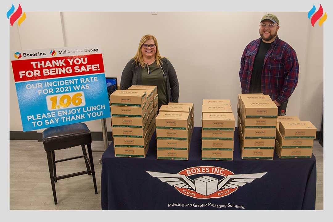 MidAmDisplay's tweet image. We wanted to congratulate our entire staff for reaching a WORLD CLASS Incident Rate of 1.06 in 2021. To celebrate we provided lunch from @McAlistersDeli for all employees. Let’s keep this going through 2022! #safety #congratulations #worldclass #lunch #celebrate #congrats