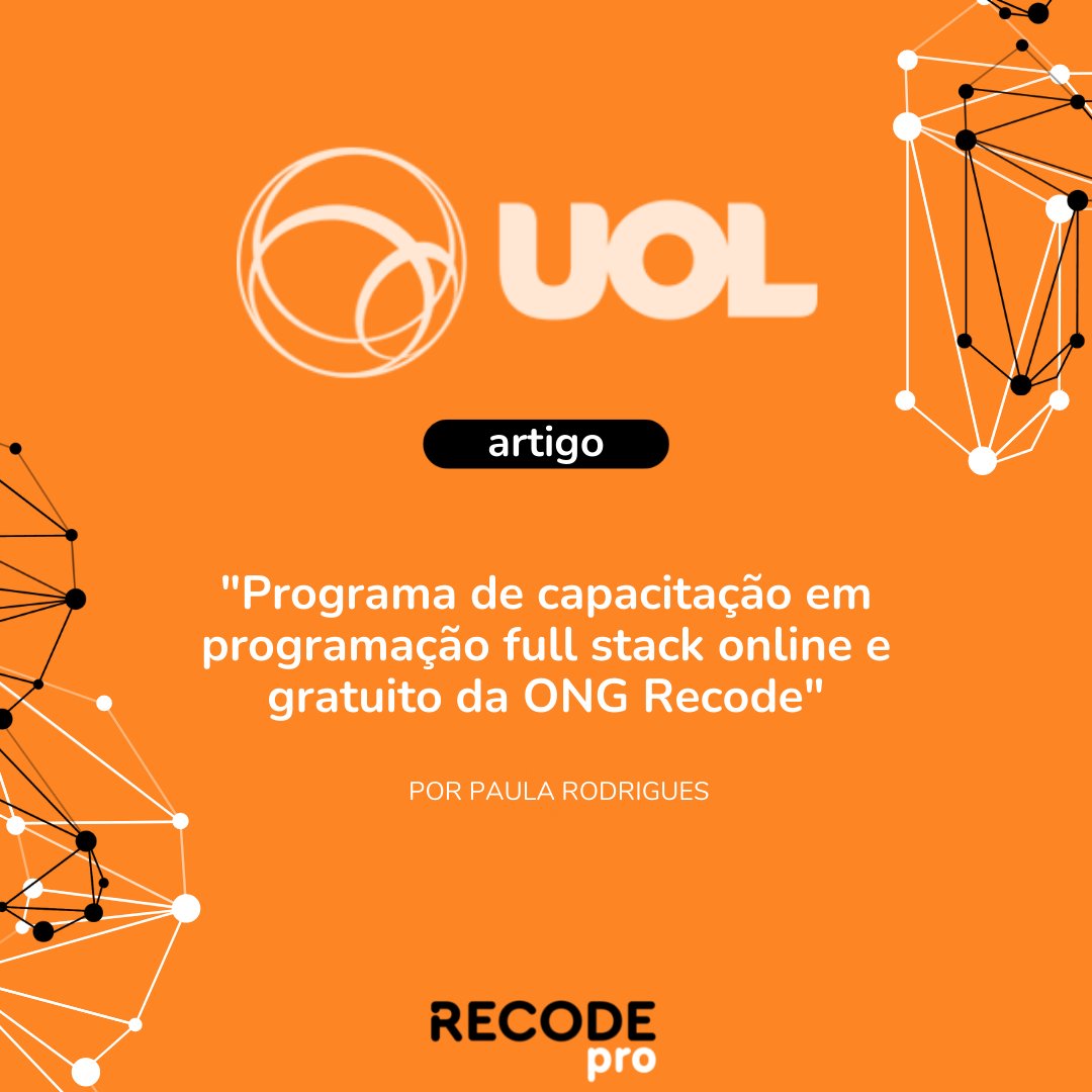 rodrigo_baggio's tweet image. Destaque na UOL! Recode PRO 2022 começou!
Programa em que capacitamos e recolocamos programadores Full Stack por todo o Brasil.
- Veja mais em uol.com.br/ecoa/ultimas-n…
#recodepro #empregabilidade