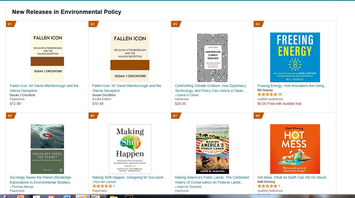*Fallen Icon* is number 1 and 2 in Environmental Policy on Amazon today (as it was yesterday). A timely example of corruption of science for political ends. Get your copy if you haven't already and leave a review! Your support is much appreciated.