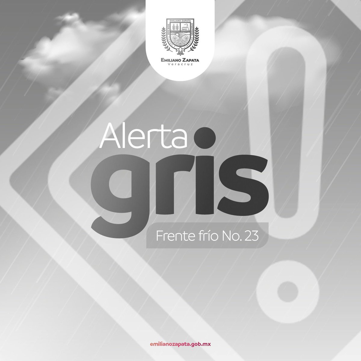 gobezapata's tweet photo. Se emite #AlertaGris ante el incremento de la intensidad del viento del Norte, oleaje en la costa, así como por lluvias moderadas a fuertes y descenso de temperatura. https://t.co/OmvGsEWimC