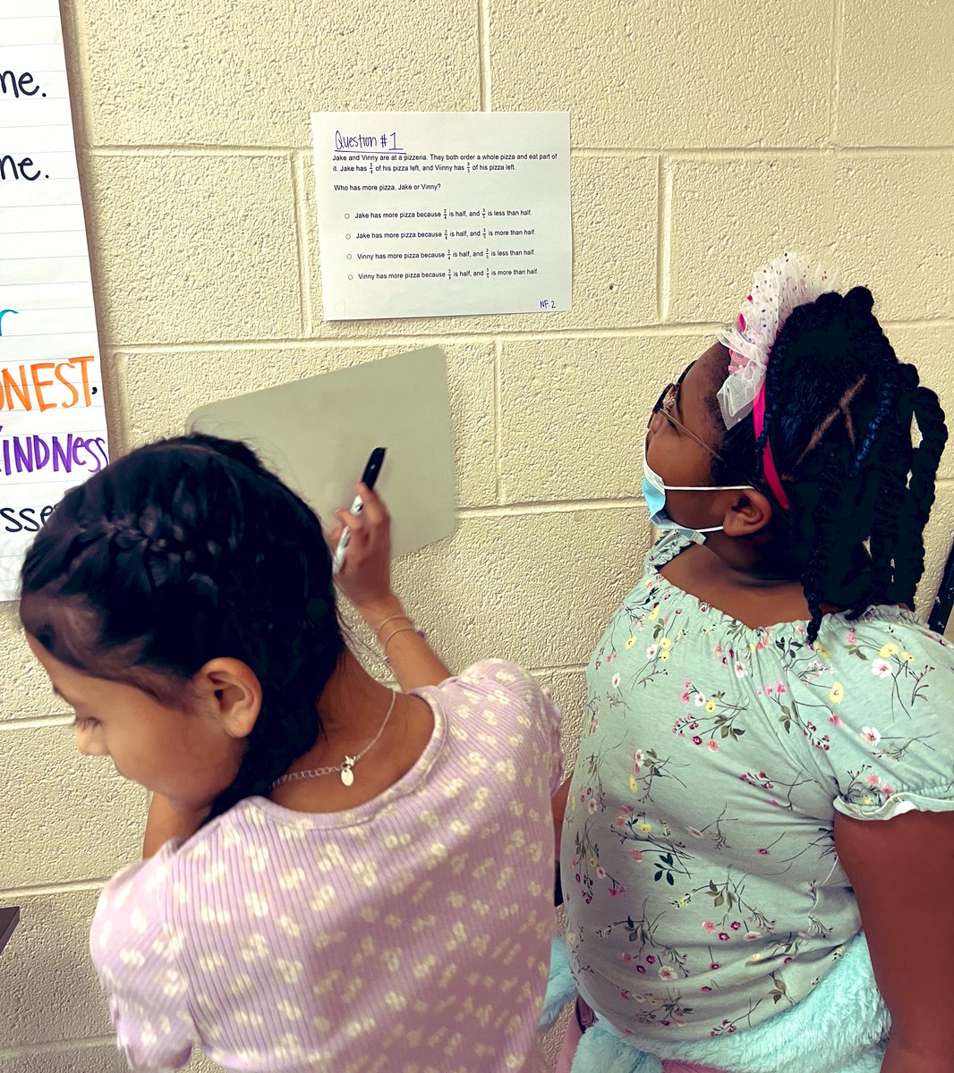 acparker12's tweet image. Mrs. Riley’s 4th graders are taking another look at the most missed questions from their checkpoint- carousel style! #remediate #mathematicalconversations #commonmisconceptions #TeamDCS @TweetDCS_SIS