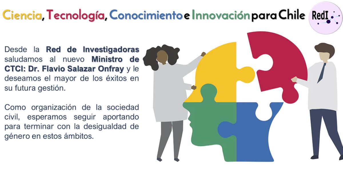 Asociación Red de Investigadoras (@redinvestchile) on Twitter photo 👏Felicitamos al Dr. Flavio Salazar Onfray <a href="/DrFSalazar/">Flavio Salazar Onfray</a> quién liderará el <a href="/min_ciencia/">Ministerio de Ciencia</a> a partir de marzo ¡le deseamos el mayor éxito! En Chile la participación de mujeres en CTCI no supera el 34%, queda mucho por hacer, como RedI seguiremos trabajando para empujar los cambios💪💪 👏Felicitamos al Dr. Flavio Salazar Onfray <a href="/DrFSalazar/">Flavio Salazar Onfray</a> quién liderará el <a href="/min_ciencia/">Ministerio de Ciencia</a> a partir de marzo ¡le deseamos el mayor éxito! En Chile la participación de mujeres en CTCI no supera el 34%, queda mucho por hacer, como RedI seguiremos trabajando para empujar los cambios💪💪