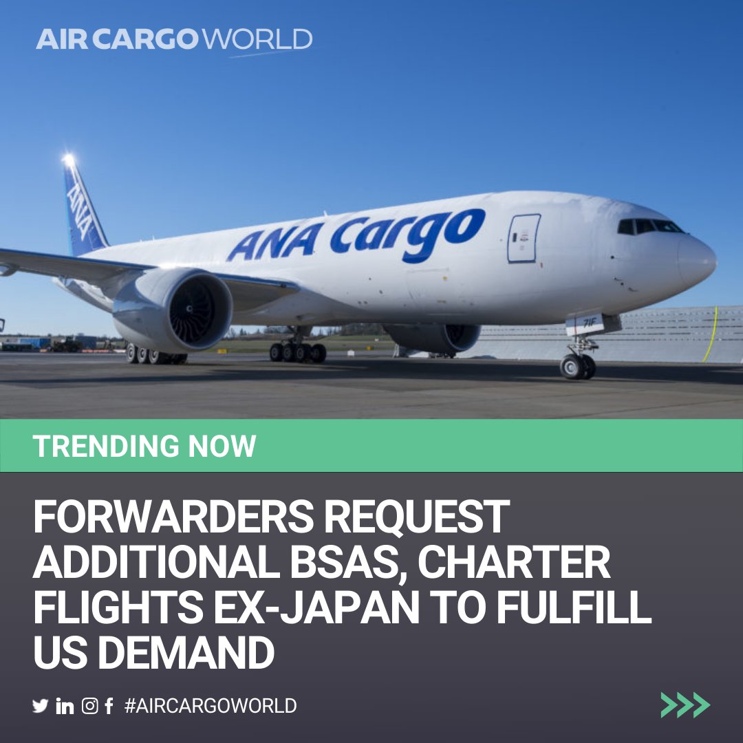 This week's top article on Air Cargo World: Forwarders request additional BSAs, charter flights ex-Japan to fulfill US demand #AirCargoWorld

Read the full story here: aircargoworld.com/news/regional-…