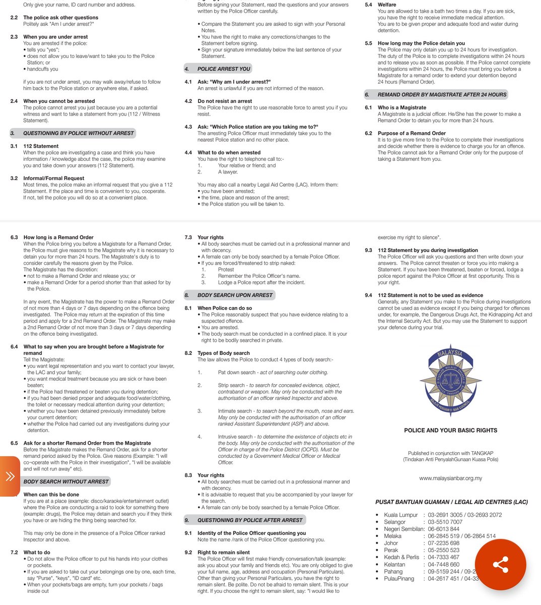 tjerealjoker's tweet photo. Know your rights. 

The law is there to protect you. Read. Tak ingat takpe. Refer je balik tweet ni.

Kita jumpa besok.
#KerajaanBangsat
#TangkapAzamBaki
🏴🏴‍☠️🏴 https://t.co/4tTEZVceCs