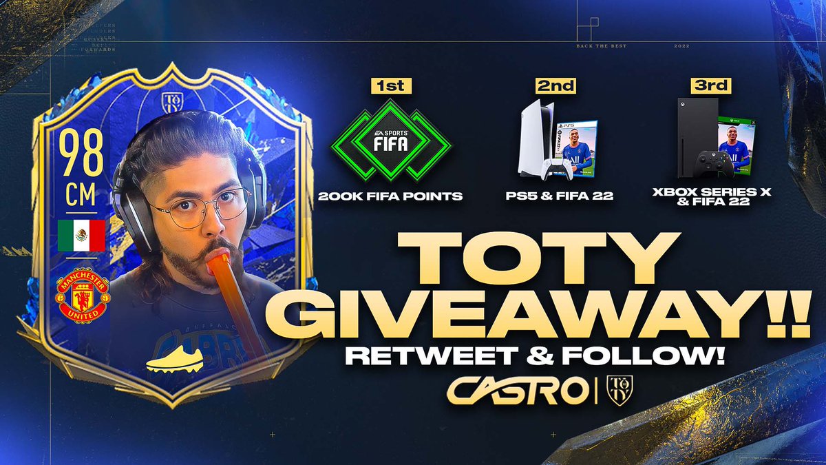 TOTY GIVEAWAY TIME FRIENDS! 🙏🙂 200K FIFA POINTS. ✅ PS5 & XBOX. ✅ RETWEET / FOLLOW / GOOD LUCK!