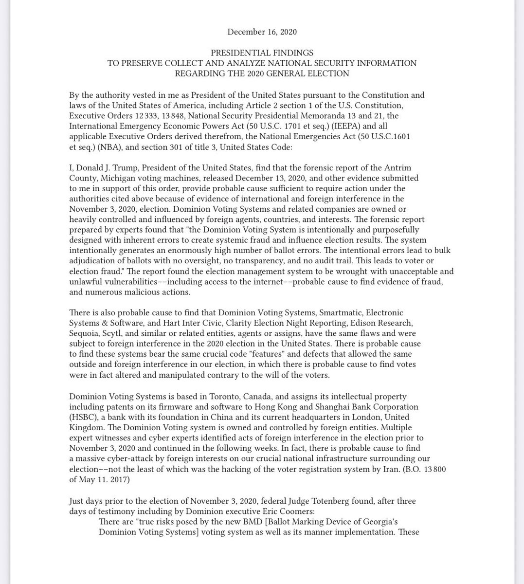 RVAwonk's tweet photo. Holy crap, Politico obtained a draft executive order prepared for Trump in Dec. 2020 that would have directed the defense secretary to use the National Guard to seize voting machines and data. 

It was just awaiting his signature.
https://t.co/Dw38eX4DHF https://t.co/FCUSRw7MKO