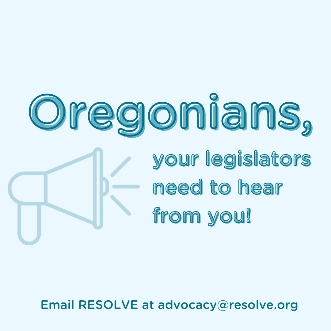 resolveorg's tweet image. Exciting news! A new, comprehensive infertility insurance bill will be introduced in the Oregon legislature very soon, with a hearing in the Health Care Committee in early Feb. For more info &amp;amp; to share your story email us at advocacy@resolve.org. #IFAdvocacy