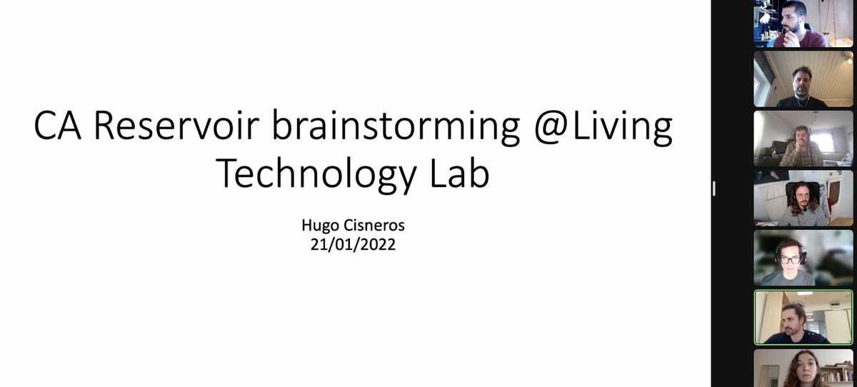 stenichele's tweet image. Nice #LivingTechnologyLab seminar today on #ReservoirComputing with #CellularAutomata, with special guests @cisne_hug and @MartinuzziFra!!! @OsloMetAI @DeepCA_NFR @SocratesNFR @teknologidesign @OsloMet