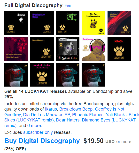 LUCKYKATmeowsic's tweet photo. it's #BandcampFriday! so I'm dropping a special deal for my twitter followers. 25% off my entire discography!!! Get 14 songs for only $19.50 😱😮🤩 💫🎶👇
https://t.co/foNnPhfw0n

✊✨

#bandcamp https://t.co/QoOhYoQpP0